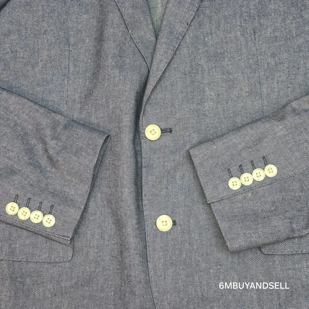 Flynt Mens Wayne Blue Cotton Linen Blend 2 Button Blazer Sport Coat Size 44L‎